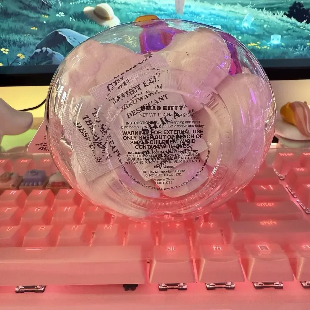 Hello Kitty Bath Bombs 10pc Glass Jar Lid Scented Strawberry 2025 Sanrio READ